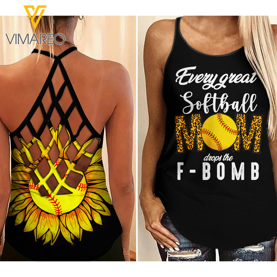 Softball girl Criss-Cross Open Back Camisole Tank Top 2204NGBMQ