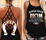 Horse Mom Criss-Cross Open Back Camisole Tank Top 1504NGBMQ