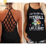 Pitbull girl Criss-Cross Open Back Camisole Tank Top 2904NGBMQ