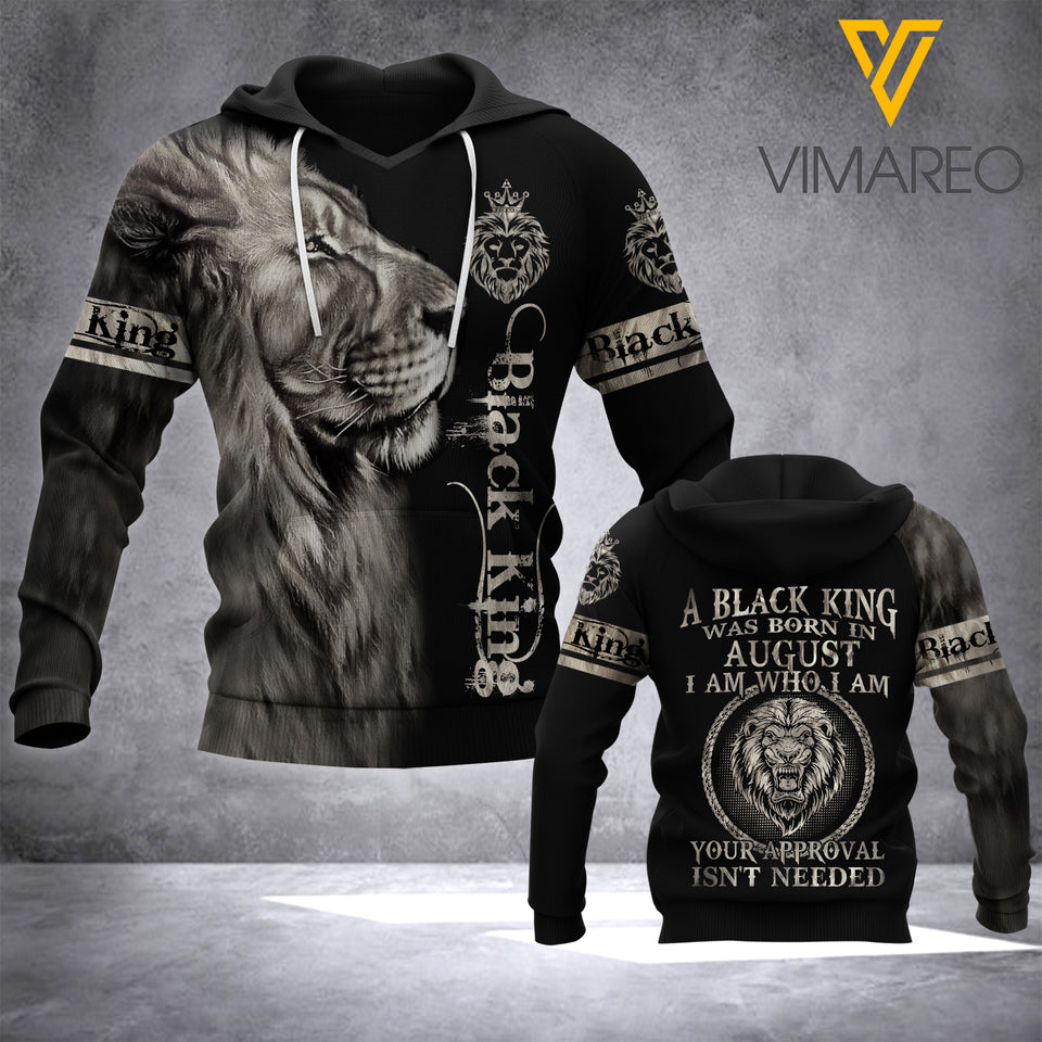 PHN BLACK KING WAS BORN IN AUGUST HOODIE PRINTED MAY-QH06