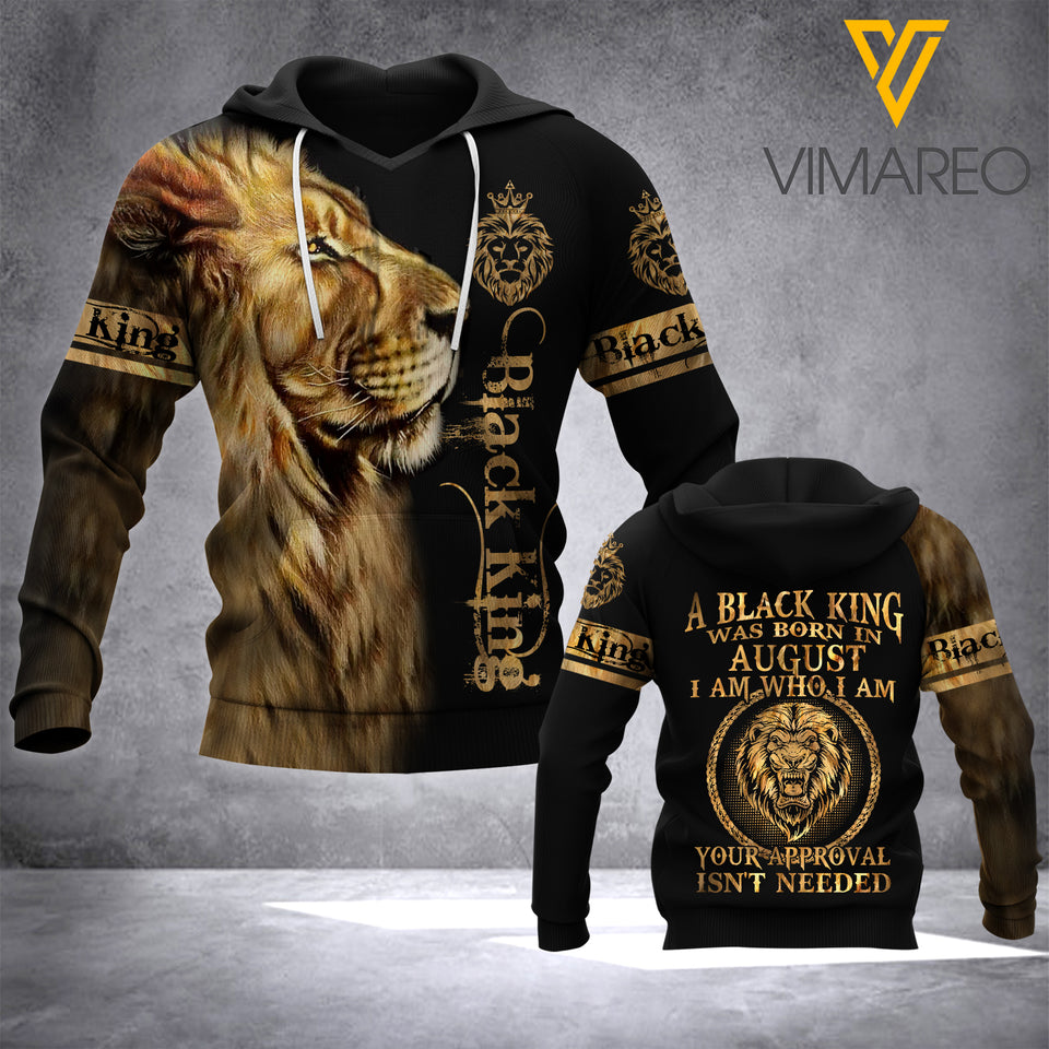 PHN BLACK KING WAS BORN IN AUGUST HOODIE PRINTED MAY-QH06