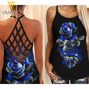 PHN Police Criss-Cross Open Back Camisole Tank Top APR-DT02