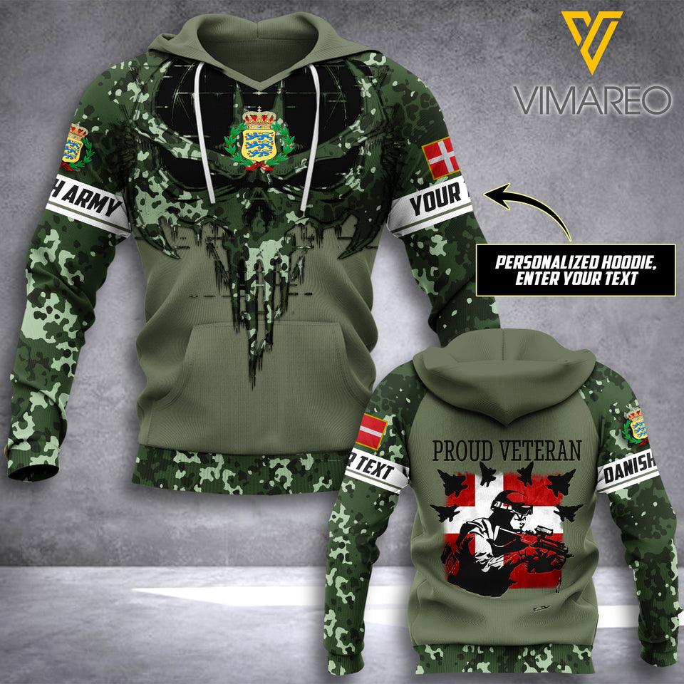 PHN PERSONALIZED DANISH VETERAN HOODIE 3D PRINTED MAY-LN12