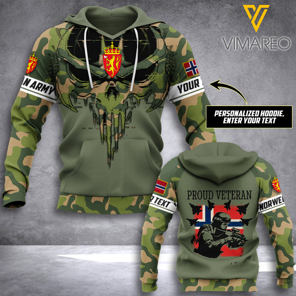 PHN PERSONALIZED NORWAY VETERAN HOODIE 3D PRINTED MAY-LN12