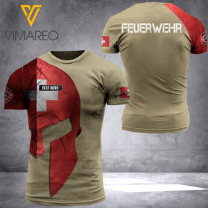 PHN Personalized Swiss Firefighter 3D Printed T-Shirt APR-QH13