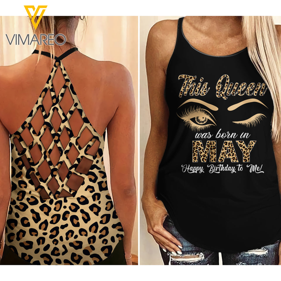 PHN May Girl Criss-Cross Open Back Camisole Tank Top MAR-DT19