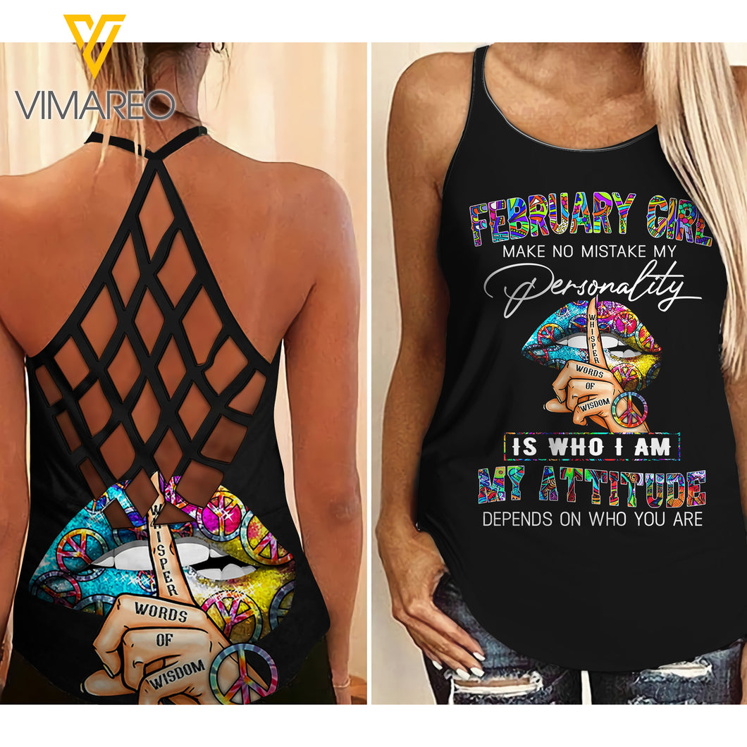 PHN February Girl Criss-Cross Open Back Camisole Tank Top MAR-DT18