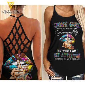 PHN June  Girl Criss-Cross Open Back Camisole Tank Top MAR-DT17