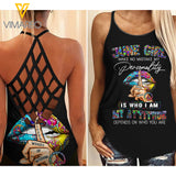 PHN June  Girl Criss-Cross Open Back Camisole Tank Top MAR-DT17