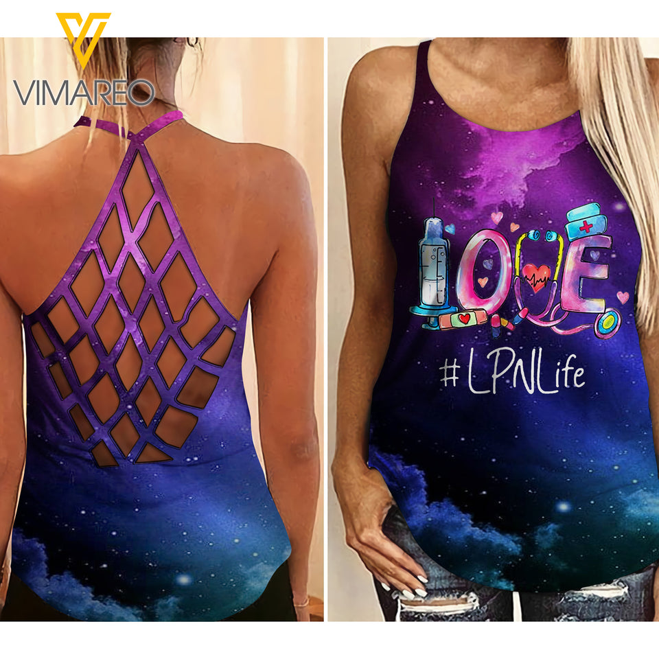 PHN LPNLife Criss-Cross Open Back Camisole Tank Top MAR-QH19