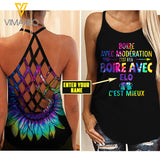 PHN Boire Avec Modération Criss-Cross Open Back Camisole Tank Top Legging APR-QH02