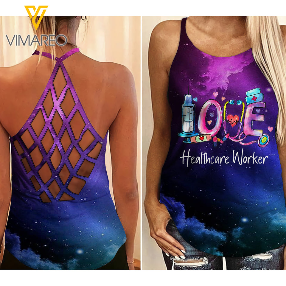 PHN Healthcare Worker Criss-Cross Open Back Camisole Tank Top MAR-QH19