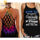PHN Maine Girl Criss-Cross Open Back Camisole Tank Top Legging MAR-QH16