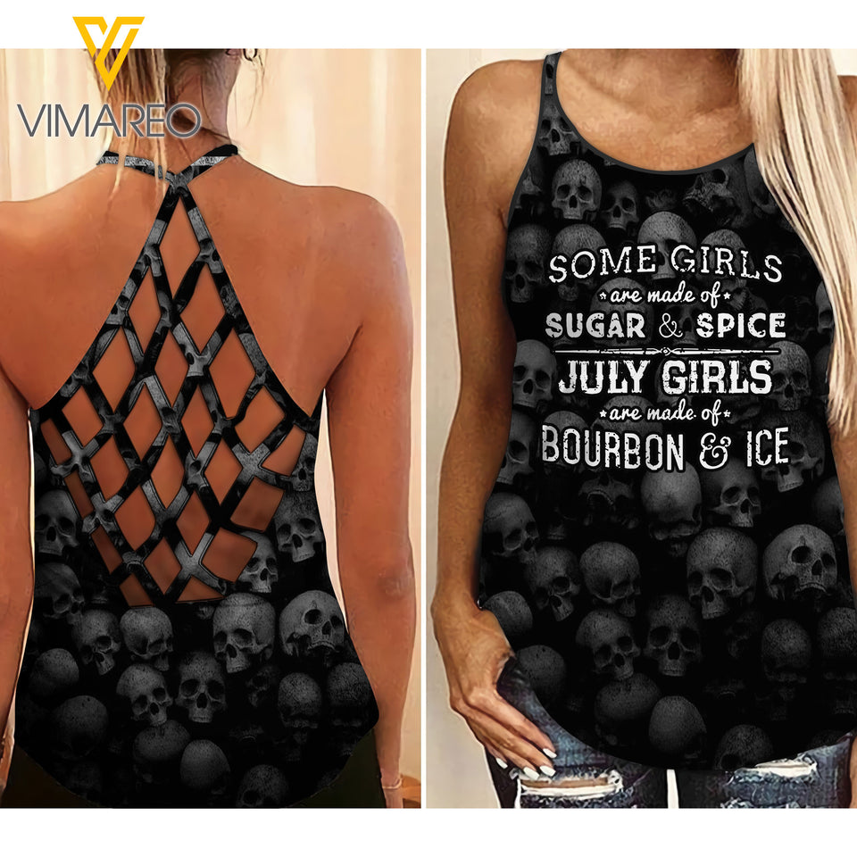 July Girl Ice Criss-Cross Open Back Camisole Tank Top ZHQ1703
