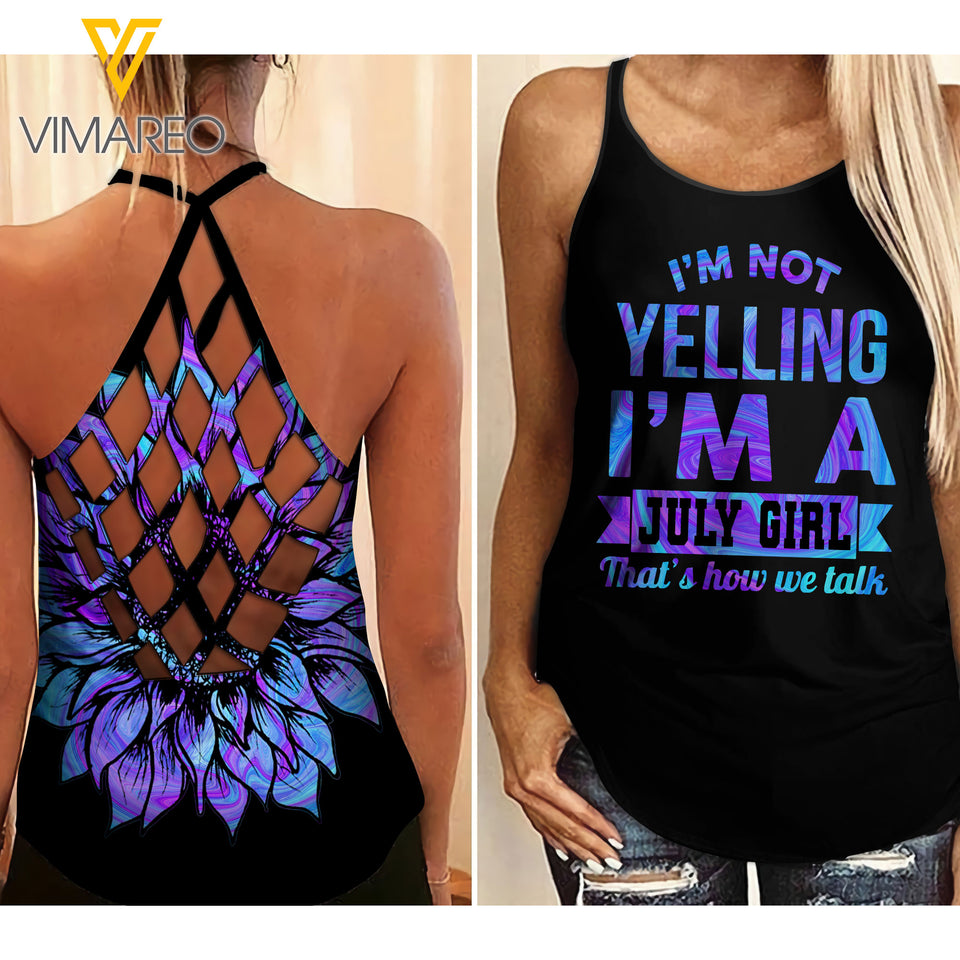 July girl yelling Criss-Cross Open Back Camisole Tank Top ZQ1403