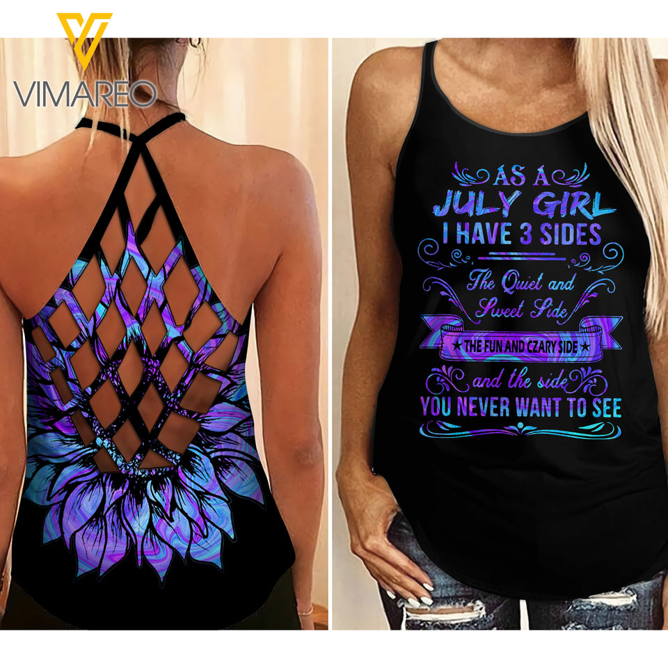 July Girl 3 sides Criss-Cross Open Back Camisole Tank Top 3 style ZQ1403