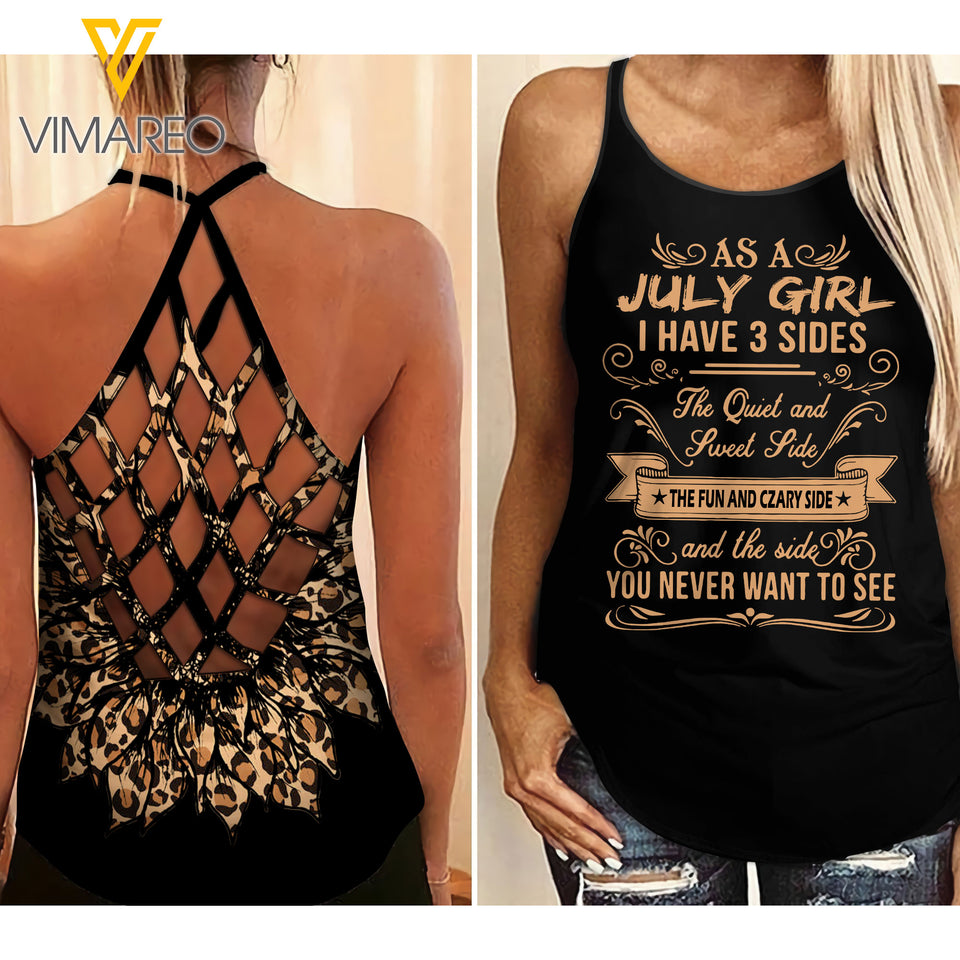 July Girl 3 sides Criss-Cross Open Back Camisole Tank Top 3 style ZQ1403