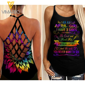 April Girl 3 sides Criss-Cross Open Back Camisole Tank Top 3 style ZQ1403