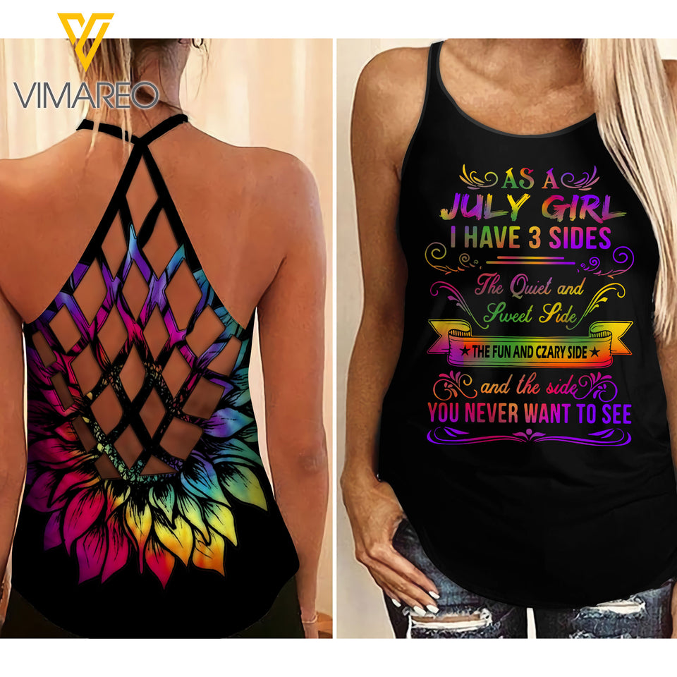 July Girl 3 sides Criss-Cross Open Back Camisole Tank Top 3 style ZQ1403
