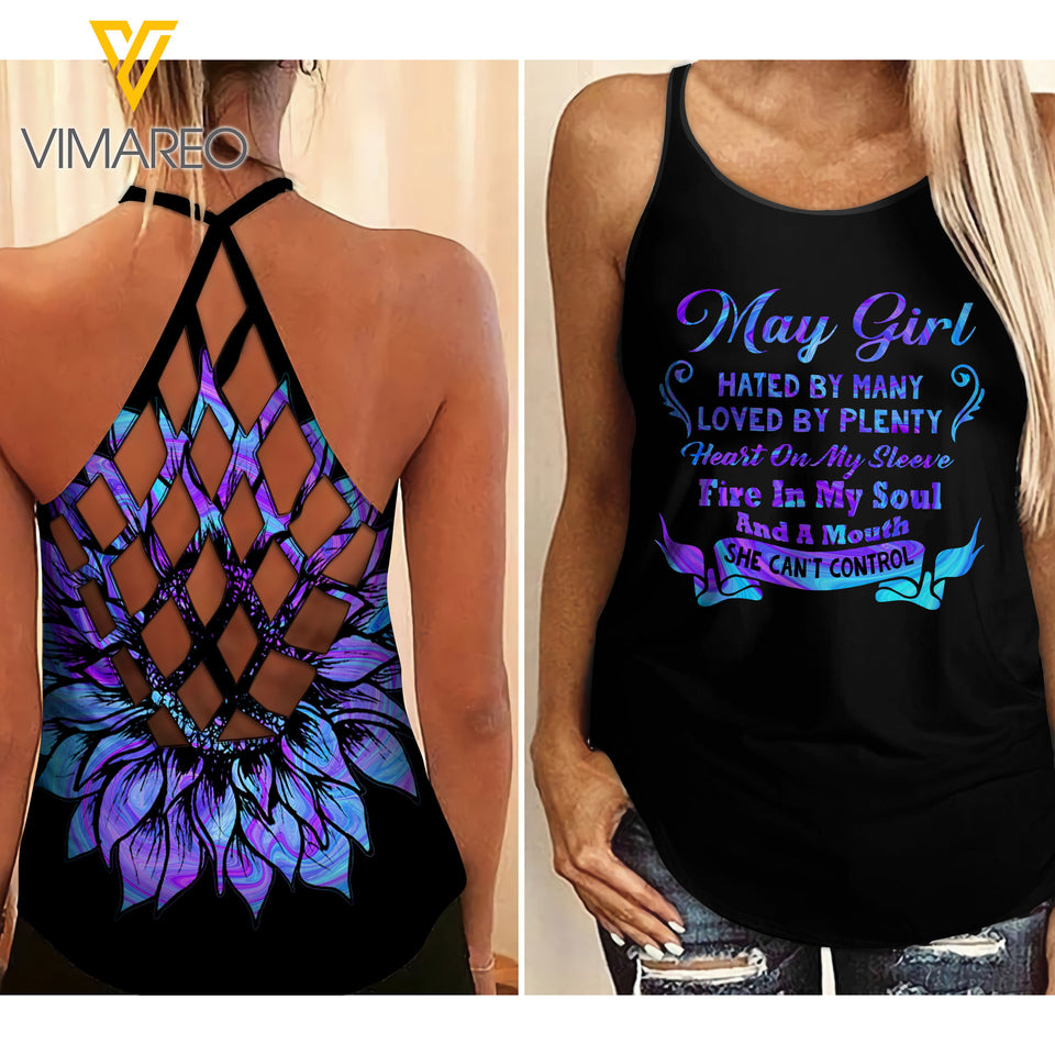 May Girl hate money Criss-Cross Open Back Camisole Tank Top 3 style ZT1403