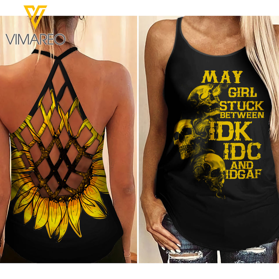 May Girl Criss-Cross Open Back Camisole Tank Top ZQ1303