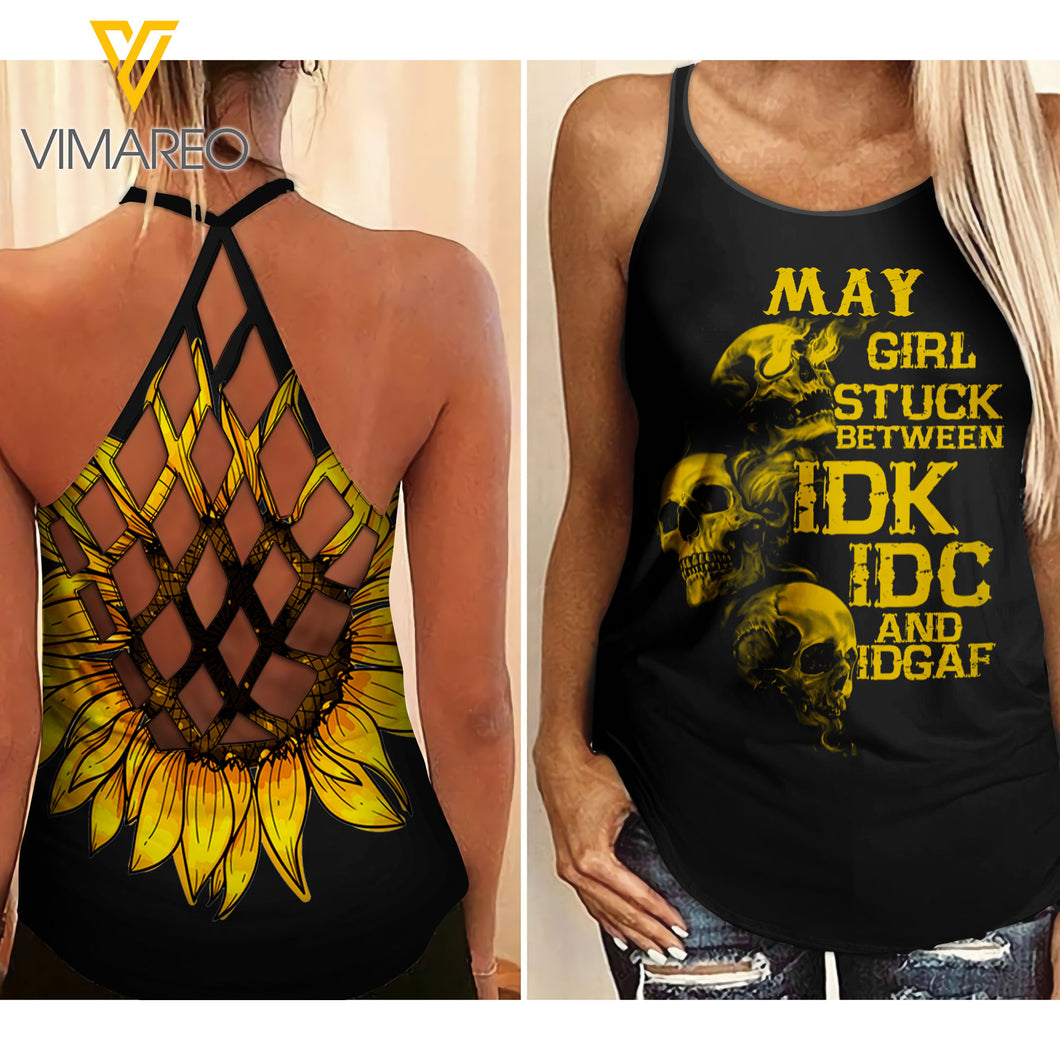 May Girl Criss-Cross Open Back Camisole Tank Top ZQ1303