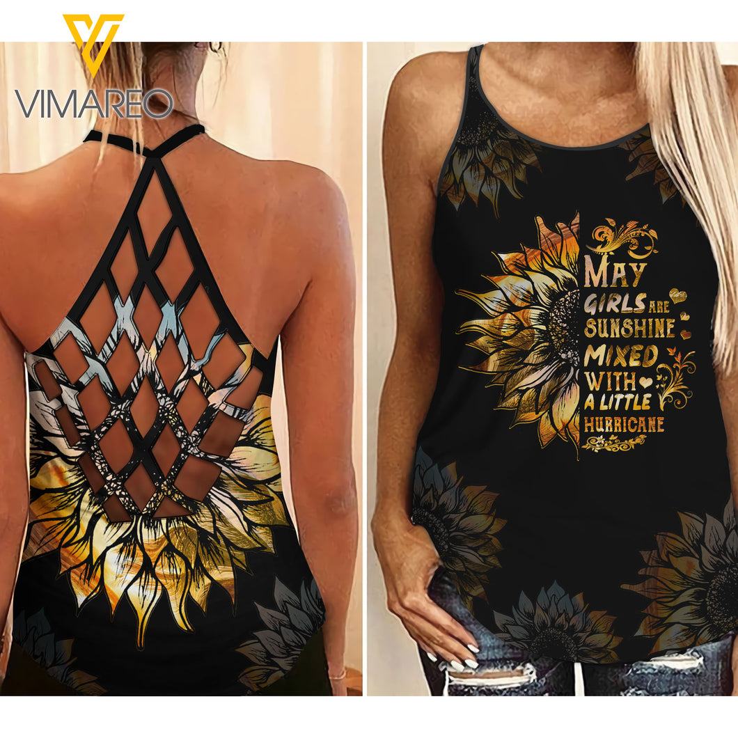 May Girl are sunshine Criss-Cross Open Back Camisole Tank Top ZHQ1603