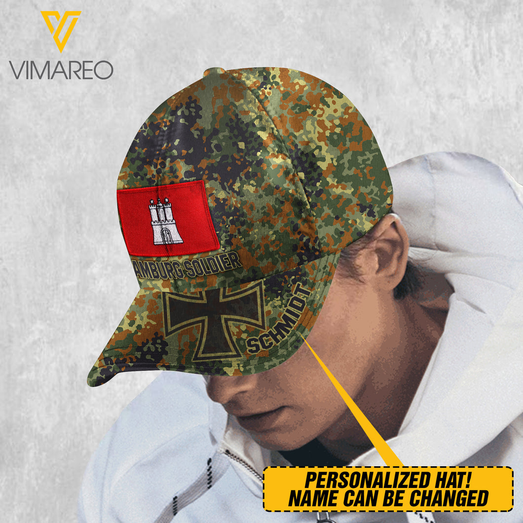 Customized Hamburg Soldier/Veterans Camo Peaked Cap T040322