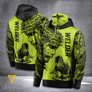 Welder Jesus 3d Mask Hoodie printed dh