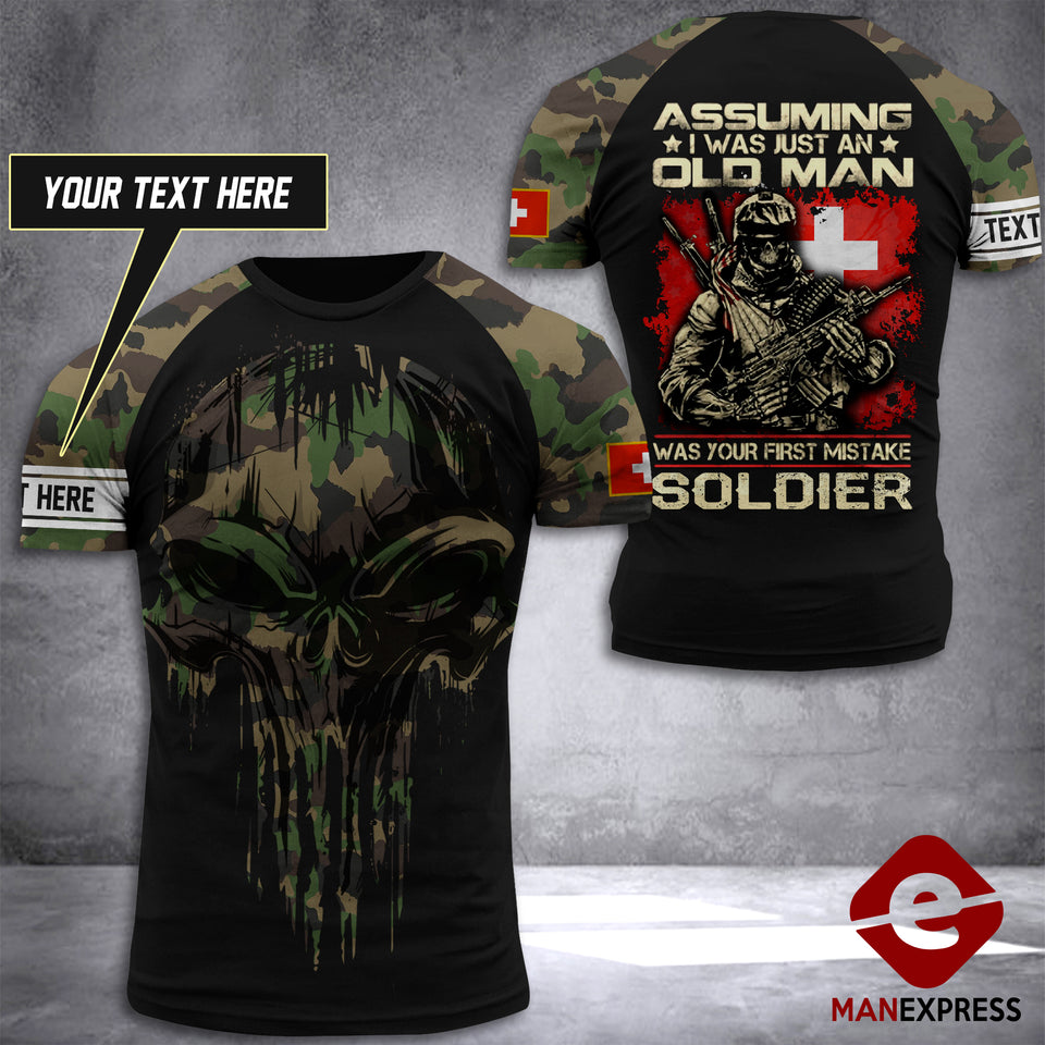 Customized Swiss Soldier 3D Printed Combat Shirt EZQ070621
