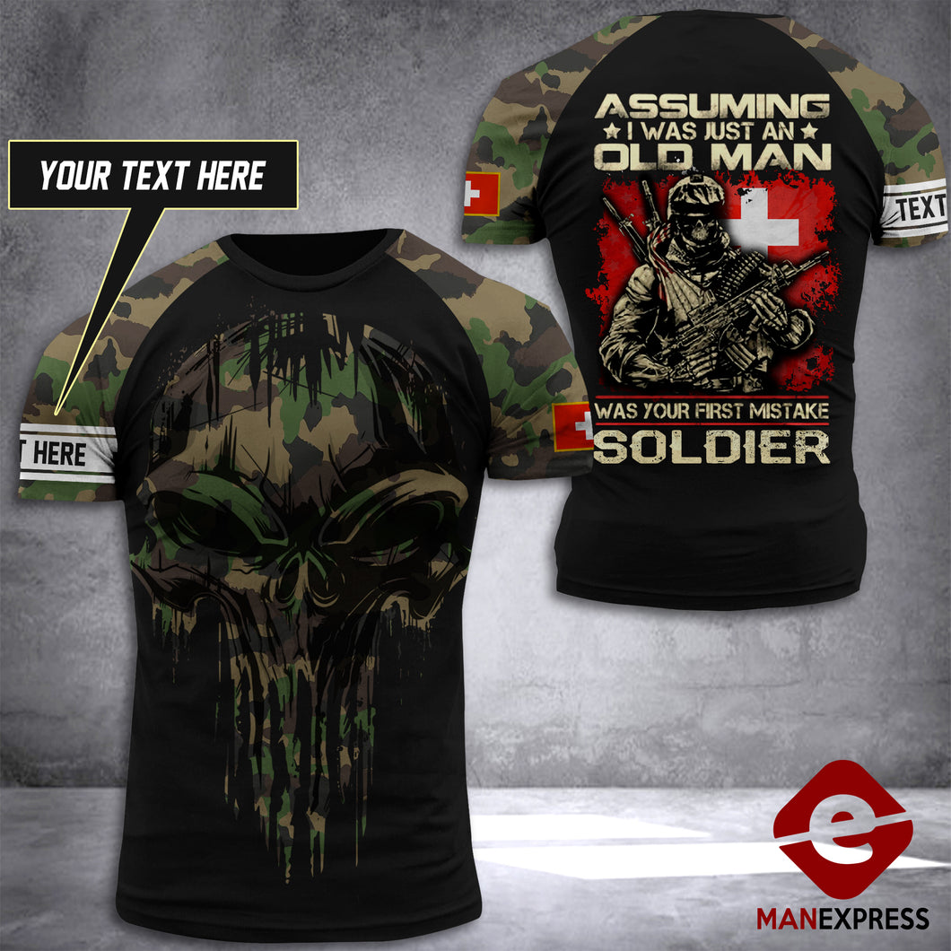Customized Swiss Soldier 3D Printed Combat Shirt EZQ070621