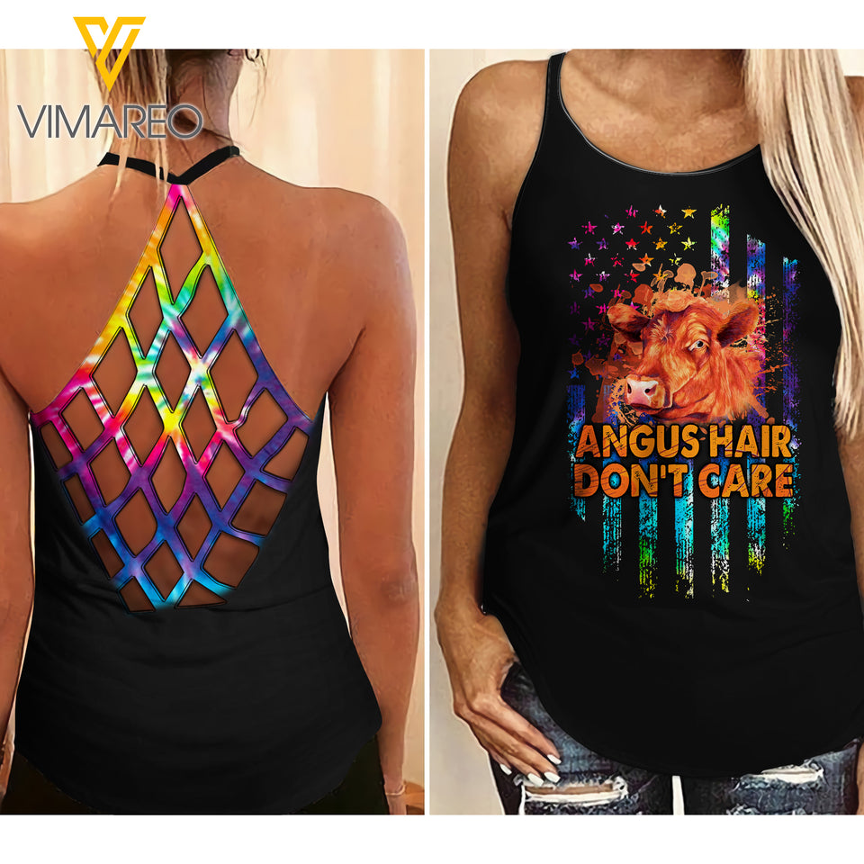 Angus Girl don't care Criss-Cross Open Back Camisole Tank Top ZT1903