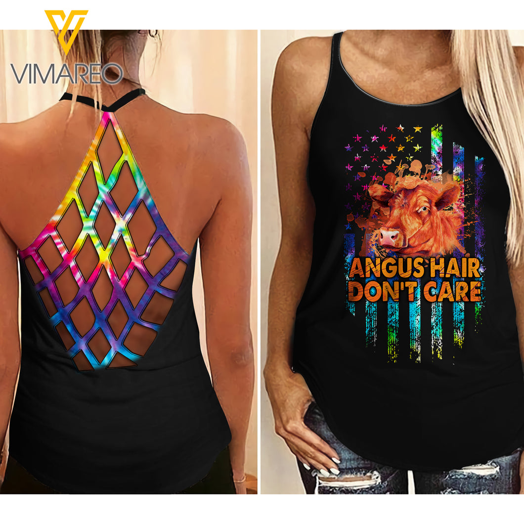 Angus Girl don't care Criss-Cross Open Back Camisole Tank Top ZT1903