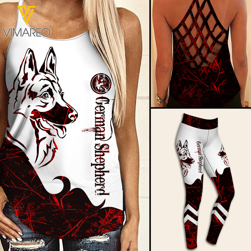 German shepherd mom Criss-Cross Open Back Camisole Tank Top  ZT2203