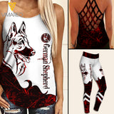 German shepherd mom Criss-Cross Open Back Camisole Tank Top  ZT2203