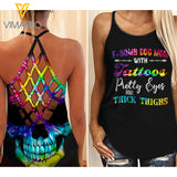 F-bomb mom Criss-Cross Open Back Camisole Tank Top 2 style ZT1503