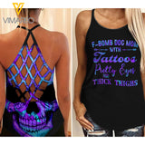 F-bomb mom Criss-Cross Open Back Camisole Tank Top 2 style ZT1503