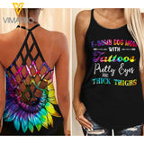 F-bomb mom Criss-Cross Open Back Camisole Tank Top 2 style ZT1503