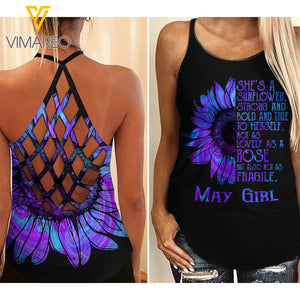 May girl strong Criss-Cross Open Back Camisole Tank Top Z1403