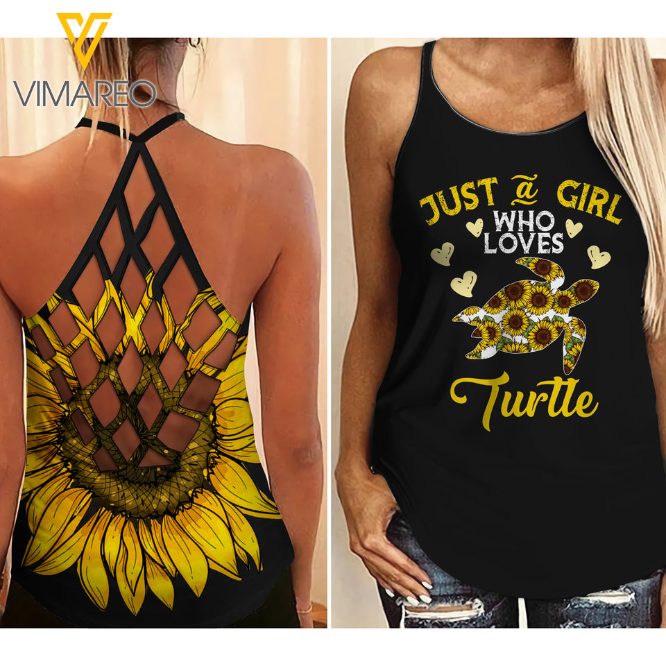 Just a girl love turtle Criss-Cross Open Back Camisole Tank Top ZQ1403