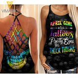 April Girl Pretty eyes Criss-Cross Open Back Camisole Tank Top ZTQ1703