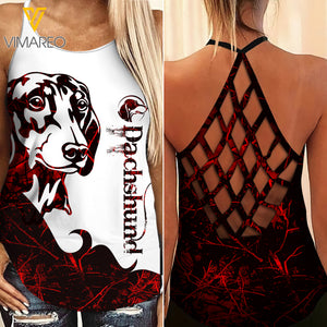 Dachshund mom Criss-Cross Open Back Camisole Tank Top  ZT2203