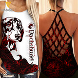 Dachshund mom Criss-Cross Open Back Camisole Tank Top  ZT2203