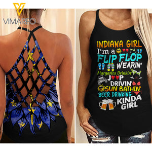Indiana Girl flip flop Criss-Cross Open Back Camisole Tank Top 3 style ZTQ1903