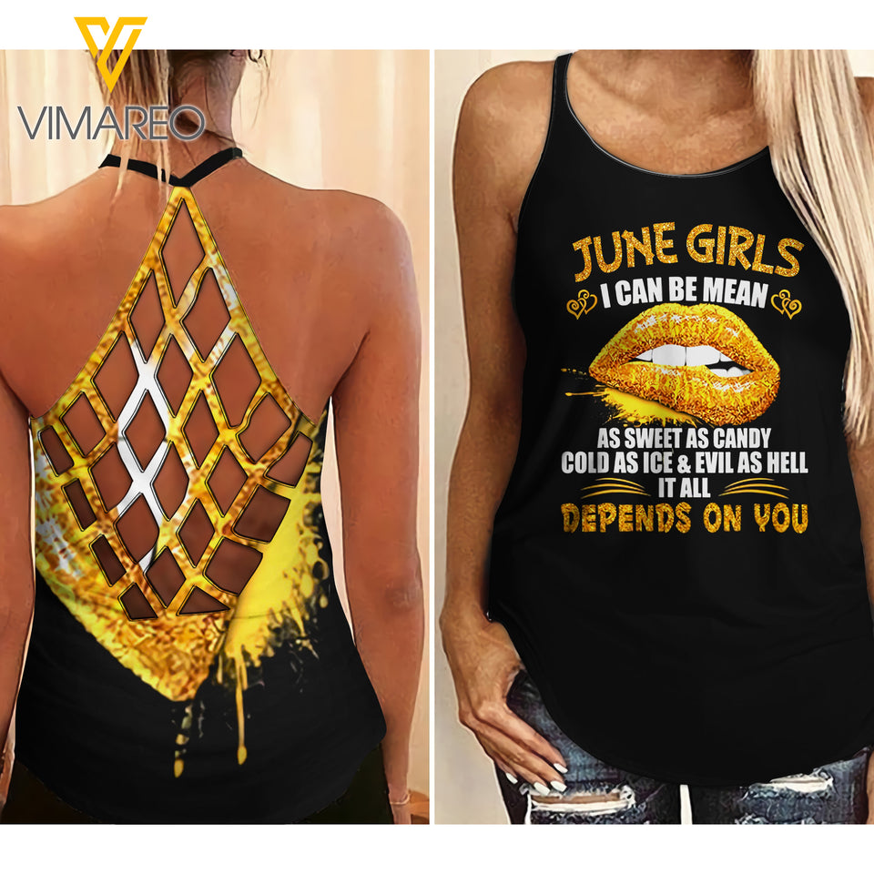 June girl candy Criss-Cross Open Back Camisole Tank Top ZTQ1503