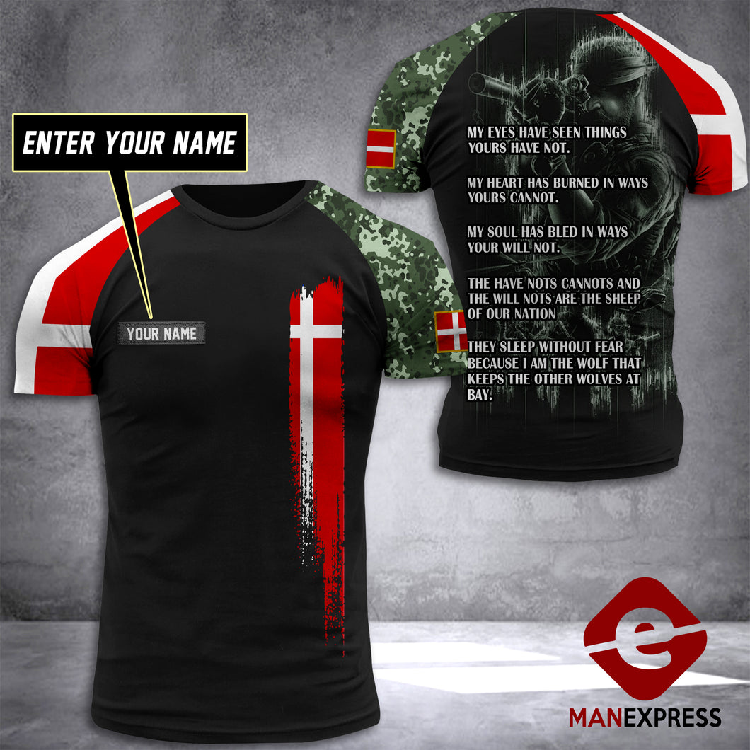 Customized Denmark Soldier Combat 3D Printed Shirt EZQ310521