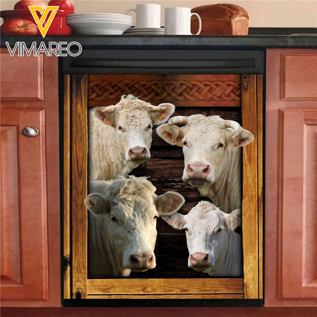 Charolais Cattle Kitchen Dishwasher Cover OCT-HQ08