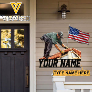 Personalized Roofer Cut Metal Sign SEP-HQ27