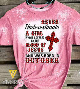October Girl Bleached Tshirt Printed SEP-HQ17