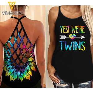 We're Twins Criss-Cross Open Back Camisole Tank Top APR-HQ20